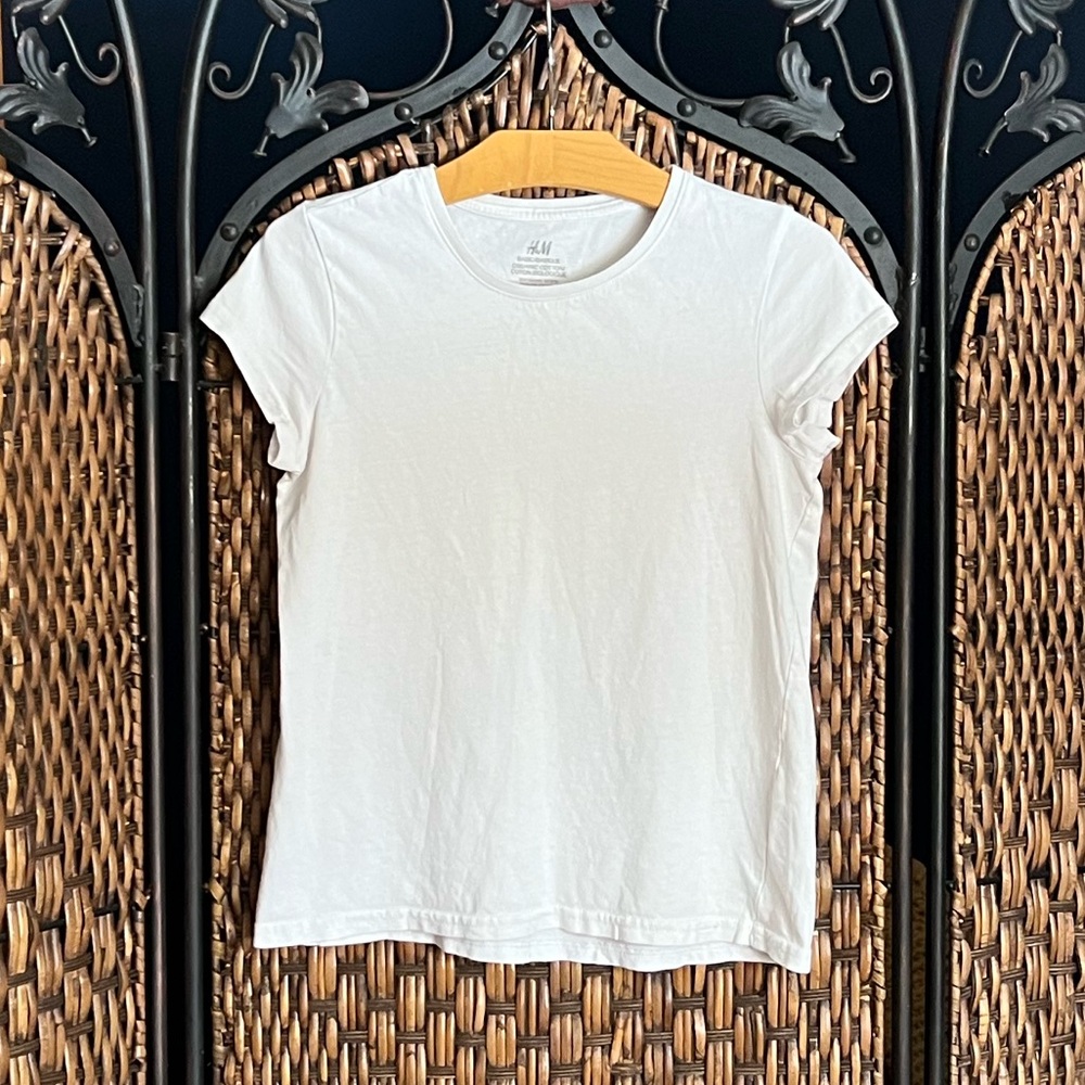 H&M Organic Cotton White Blouse Girls’ M 8/10